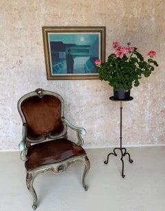 Vintage-Inspired Iron Plant Stand or Tall Side Table with Tripod Base and Gilt P