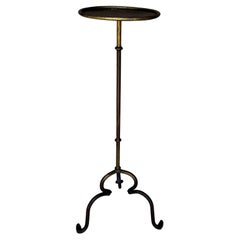 Vintage-Inspired Iron Plant Stand or Tall Side Table with Tripod Base and Gilt P