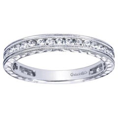 Vintage Inspired Milgrain Channel Set White Gold Diamond Band