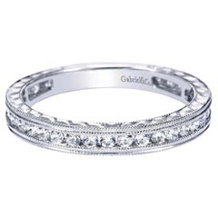 Vintage Inspired Milgrain Channel Set White Gold Diamond Band