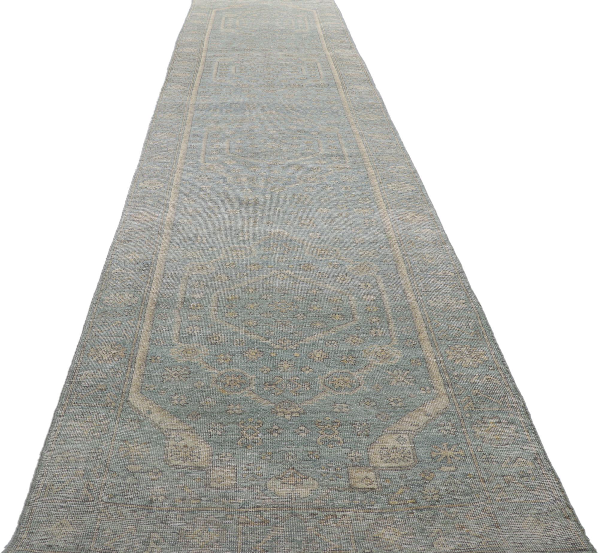 Hand-Knotted Vintage-Inspired Modern Oushak Rug, Casual Elegance Meets Timeless Appeal For Sale