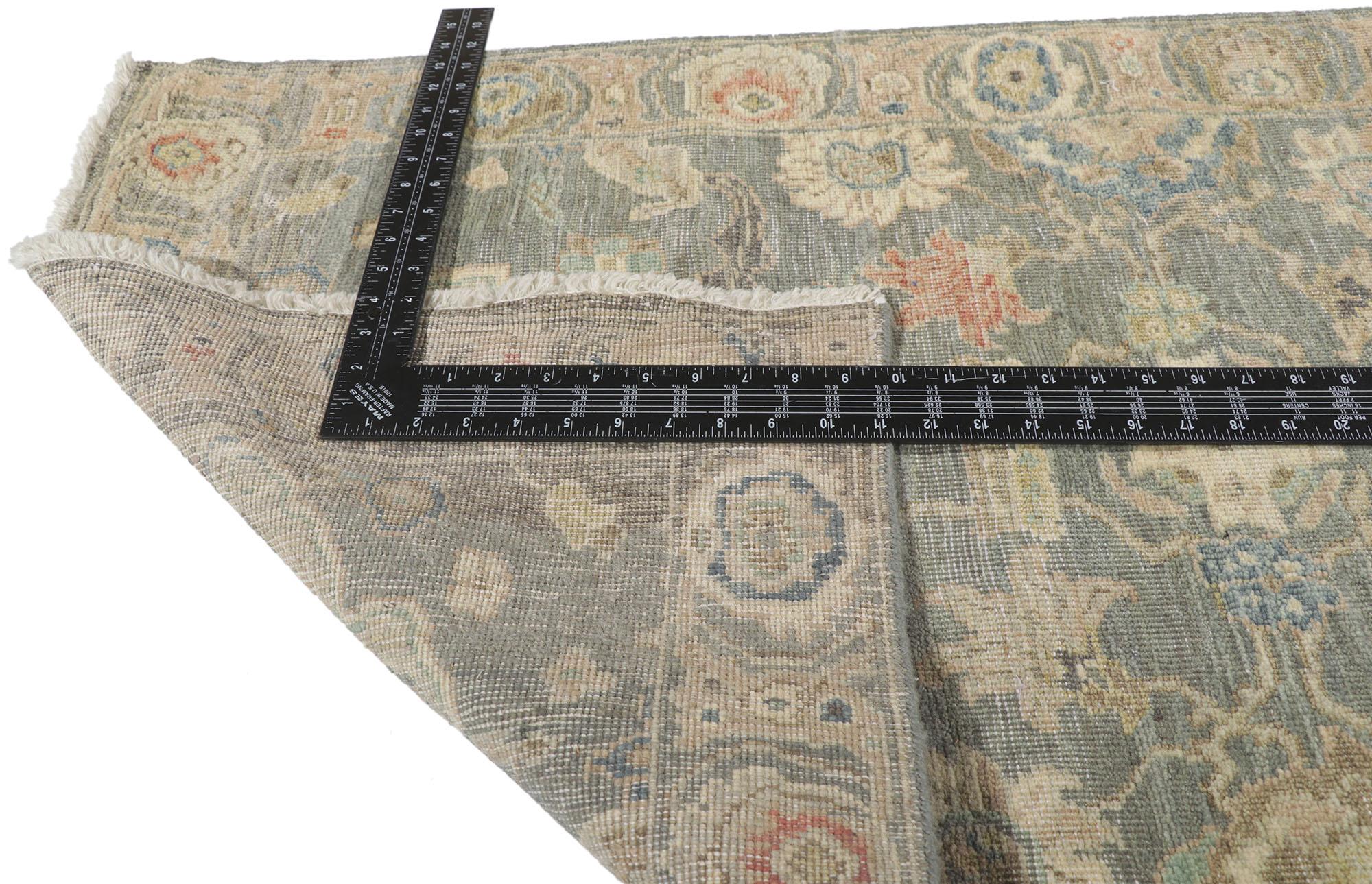 Vintage-inspirierter moderner Oushak-Teppich: Natürliche Eleganz trifft auf zeitlose Anziehungskraft (Wolle) im Angebot