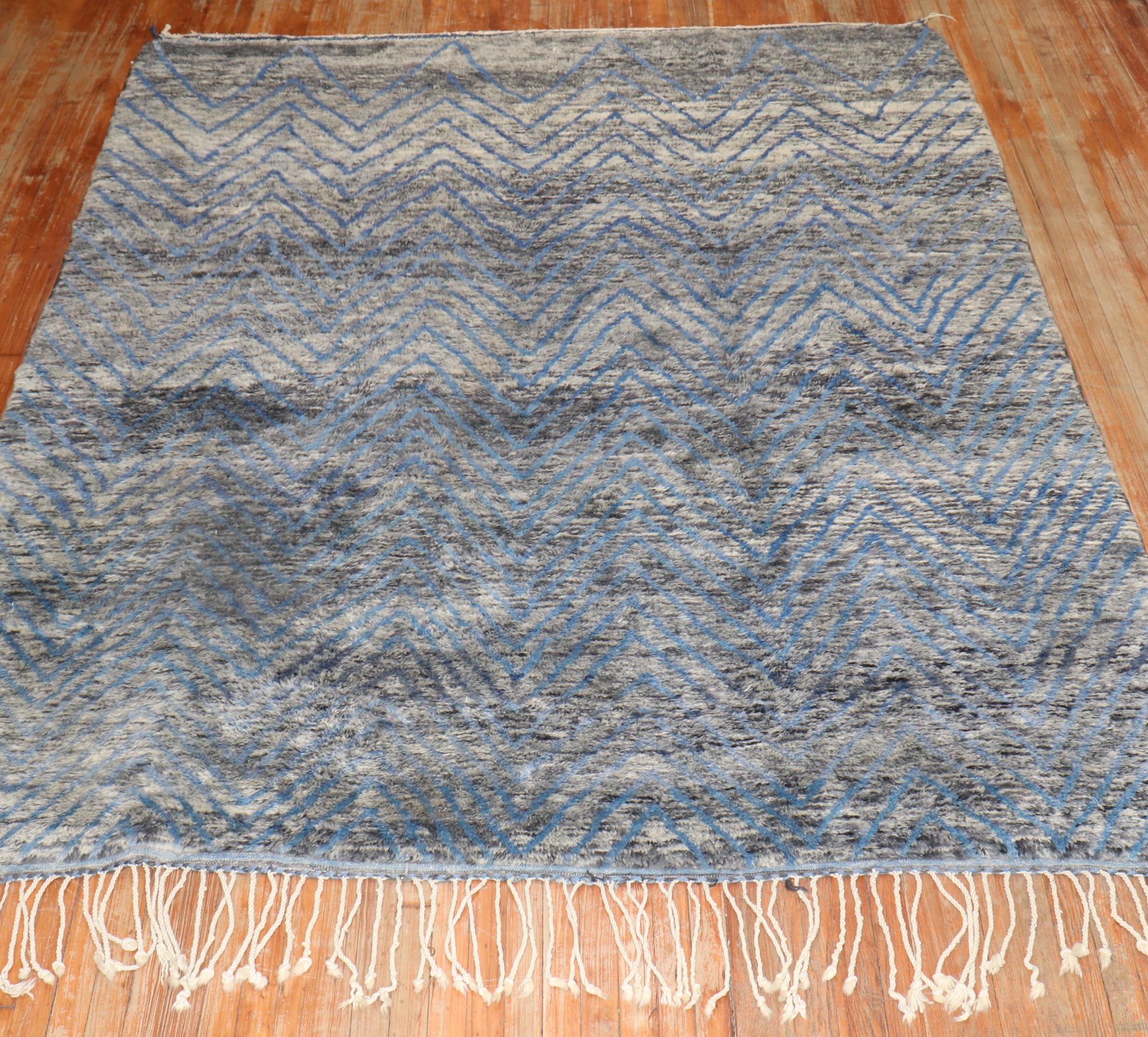 Modern Vintage Inspired Moroccan Rug For Sale