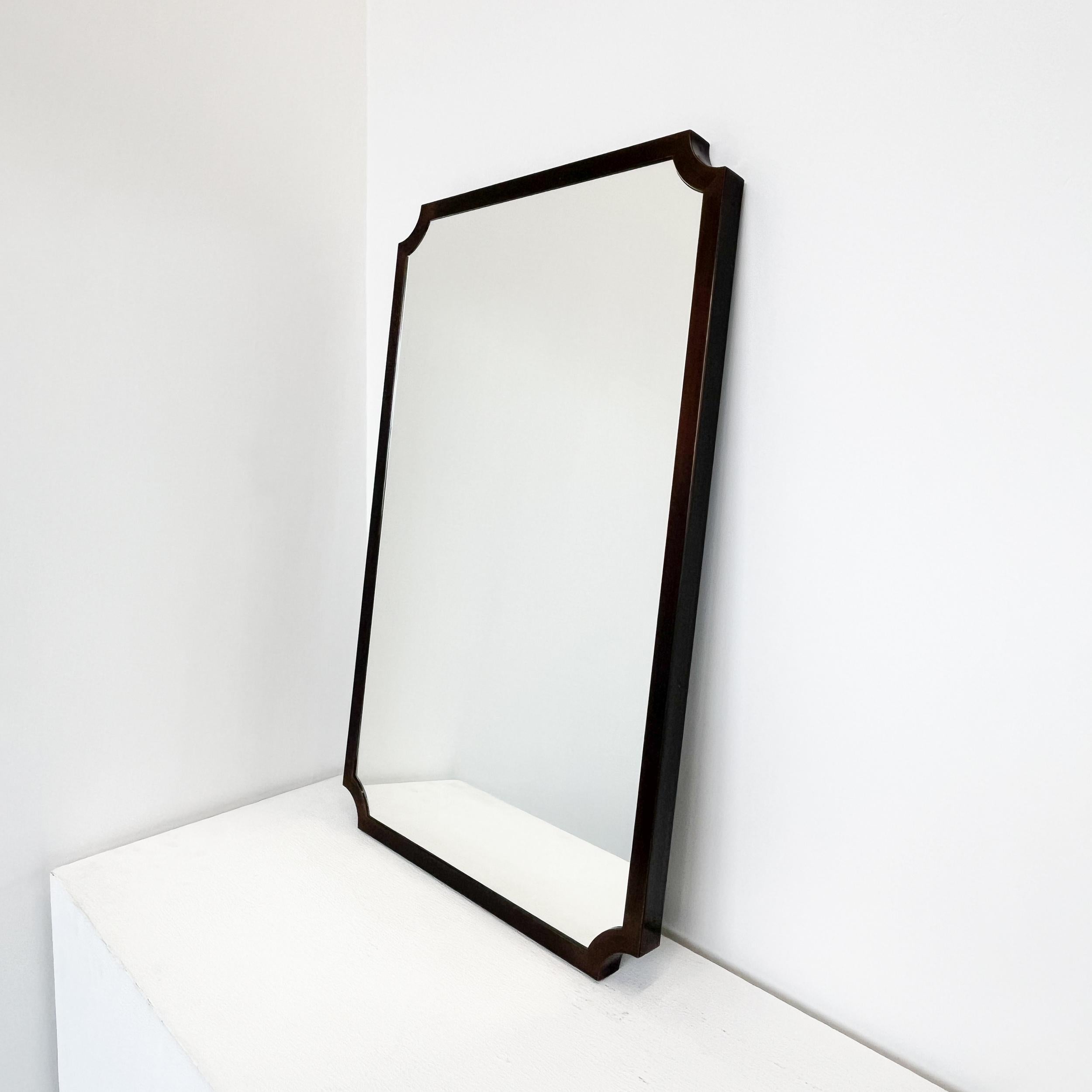 Miroir mural N.8 d'inspiration vintage avec cadre plein patiné bronze en vente 2