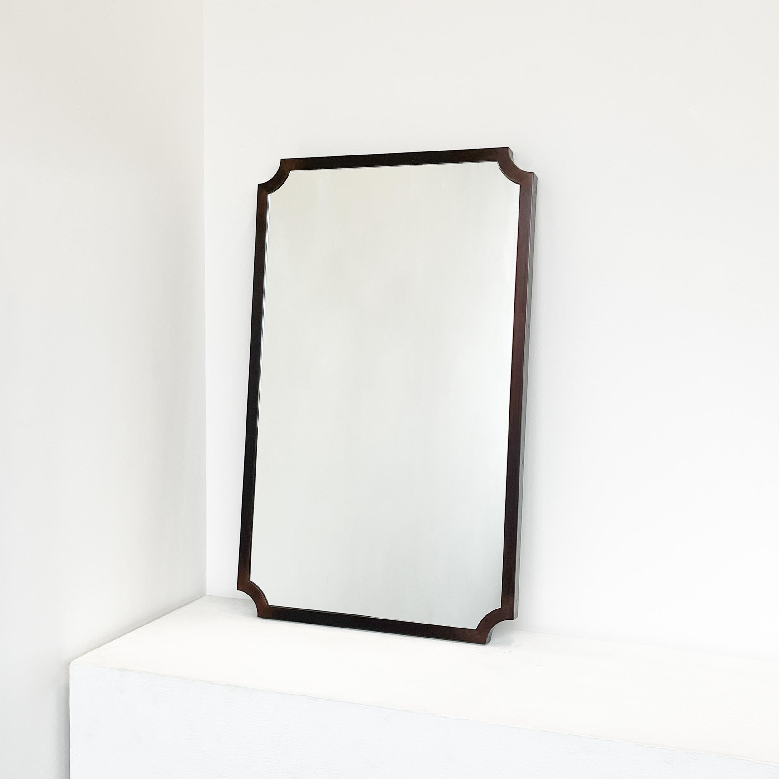 Art déco Miroir mural N.8 d'inspiration vintage avec cadre plein patiné bronze en vente