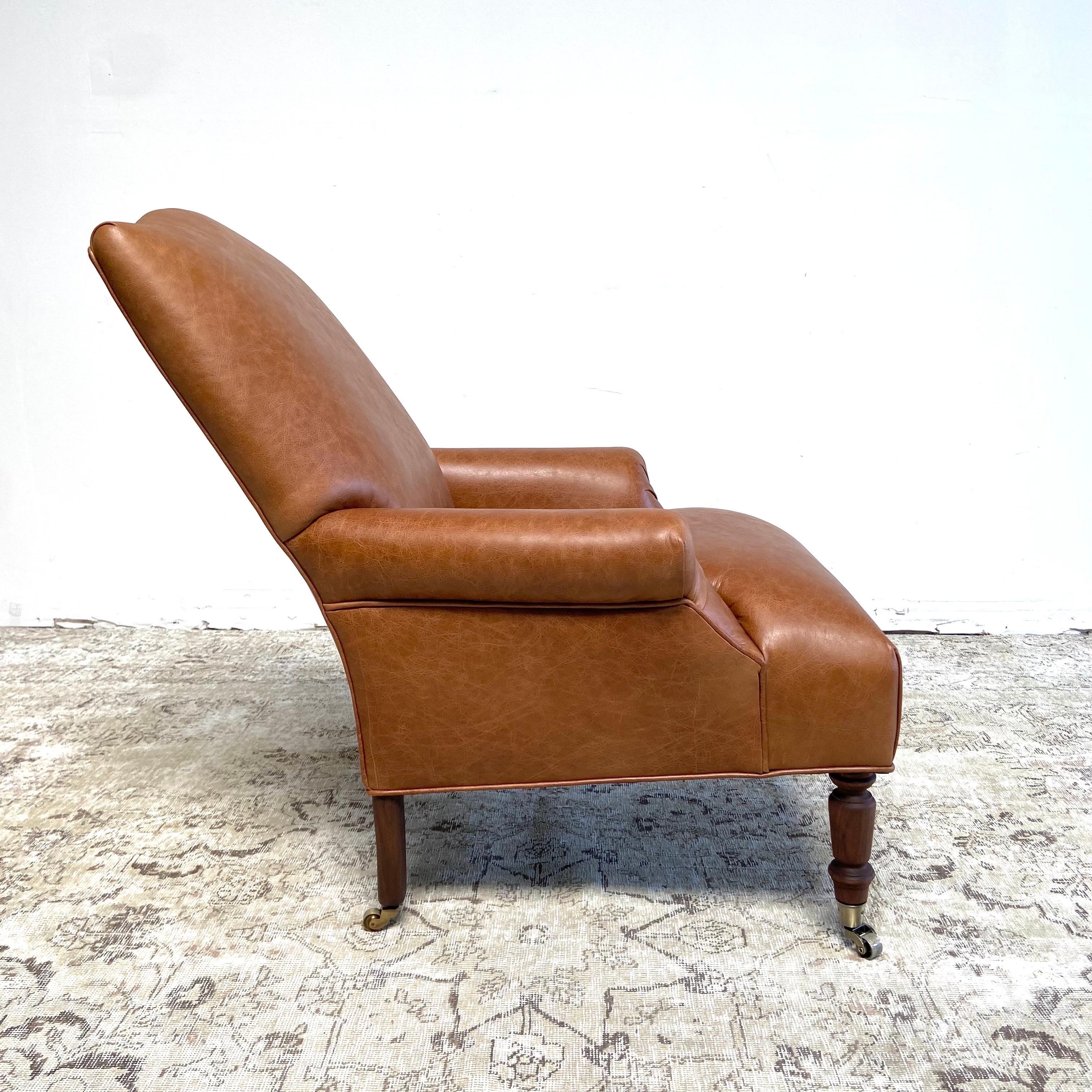 Vintage Inspired Napoleon Style Leather Chair In New Condition For Sale In Brea, CA