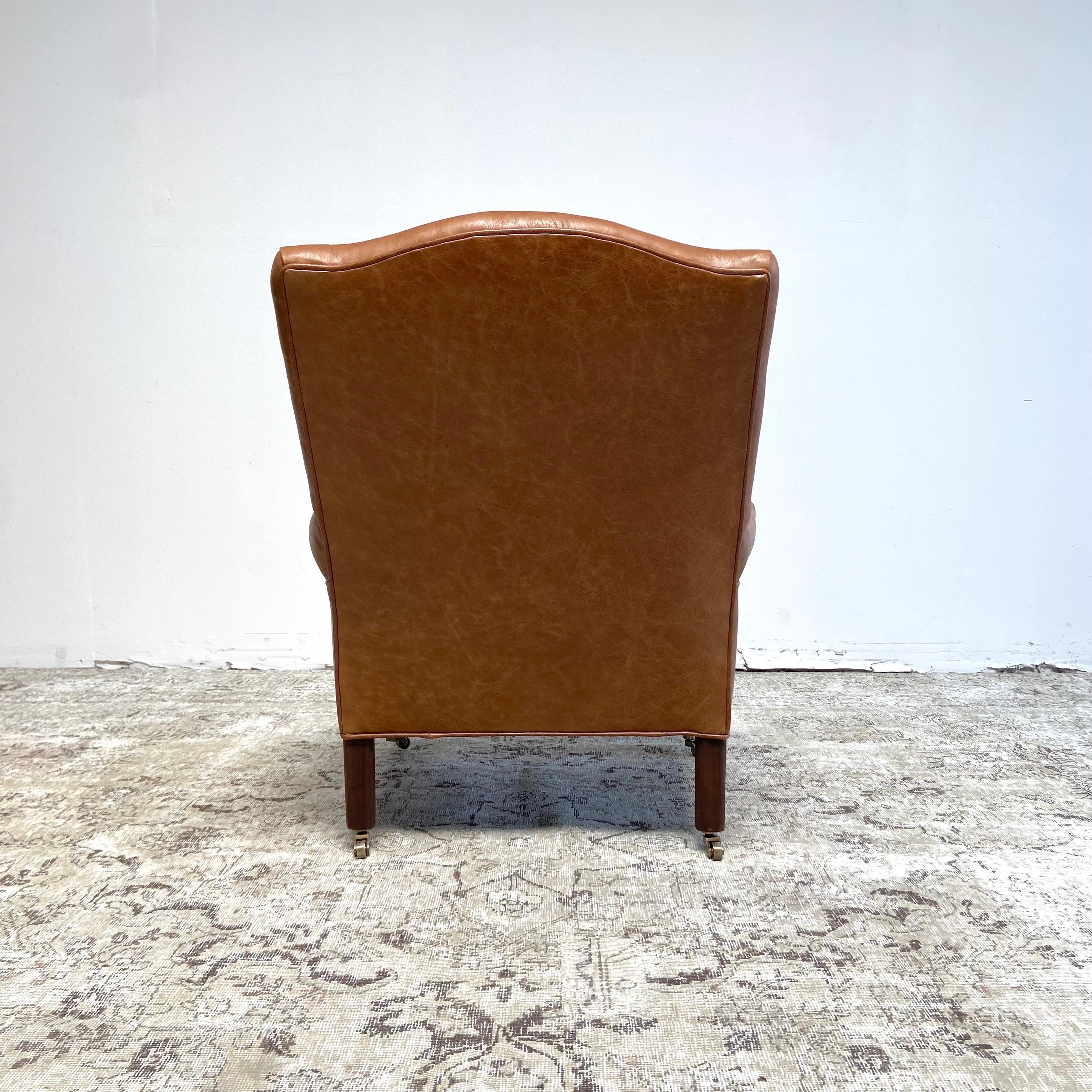 Contemporary Vintage Inspired Napoleon Style Leather Chair For Sale