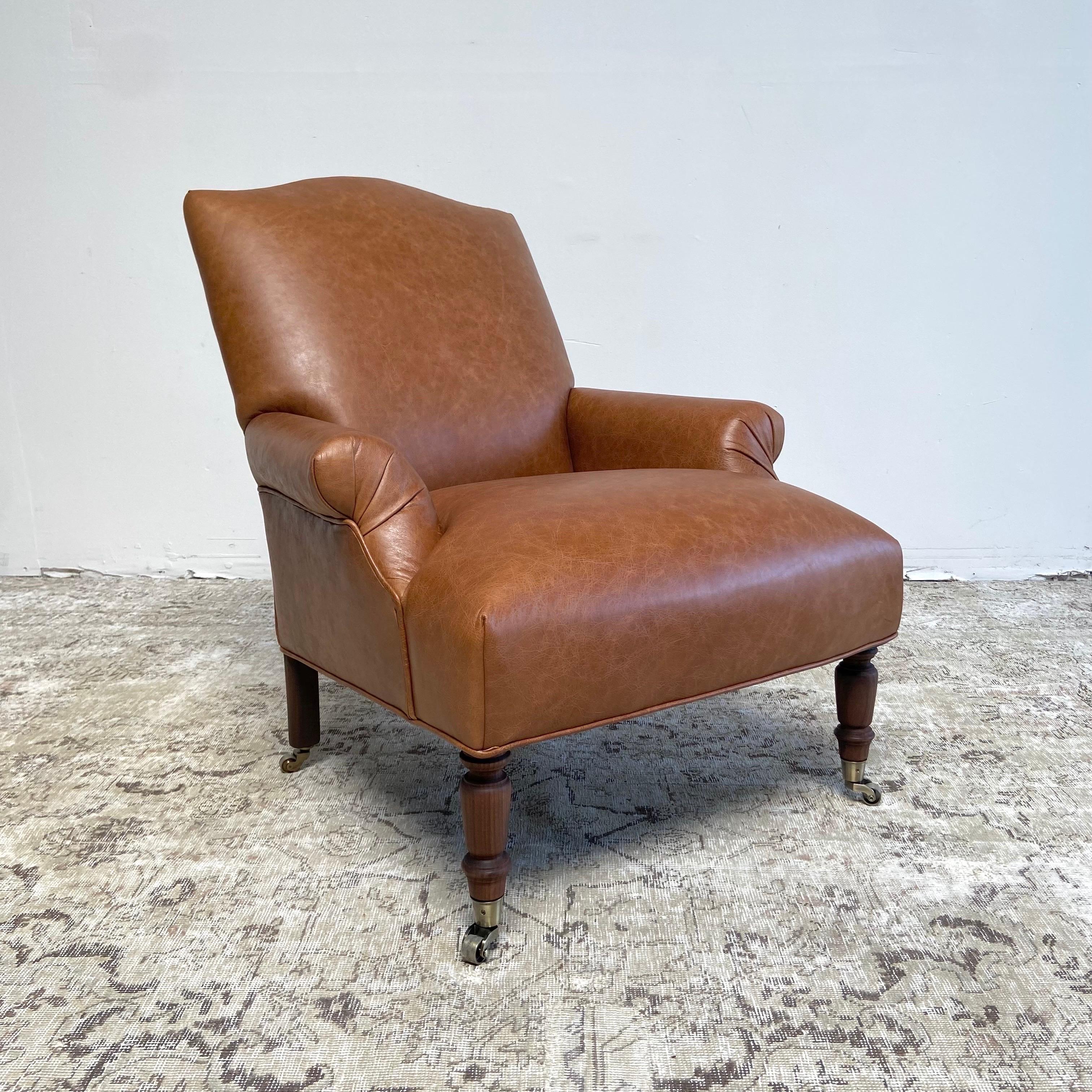 Vintage Inspired Napoleon Style Leather Chair For Sale 1