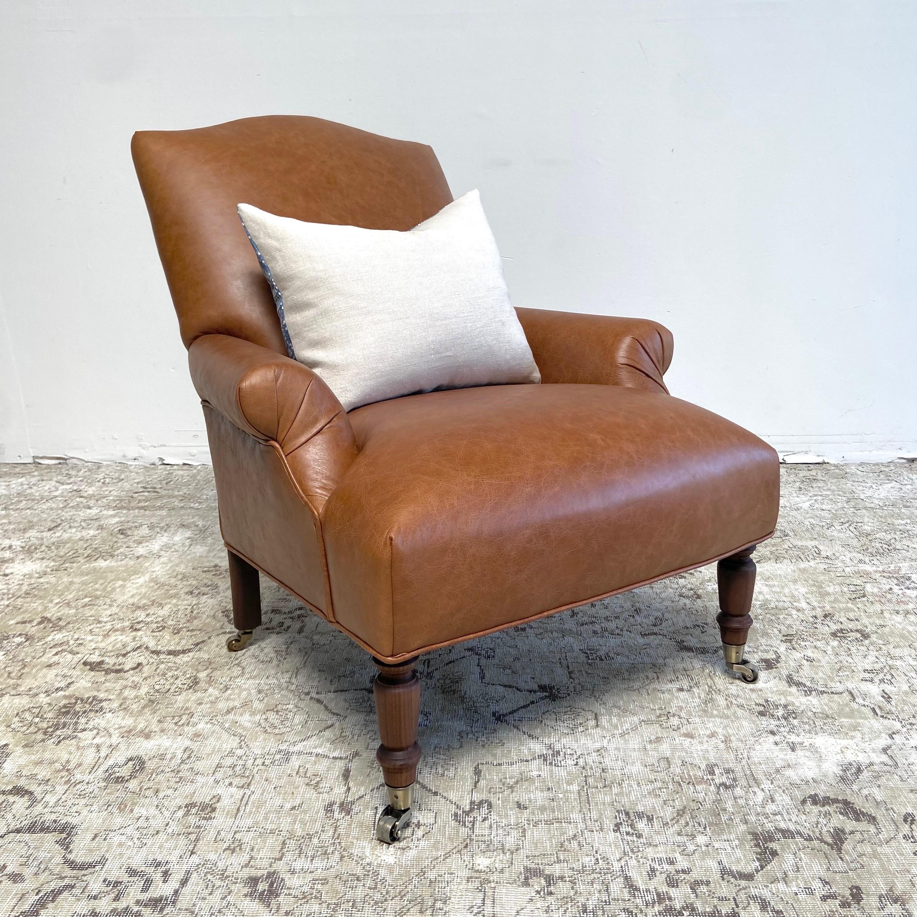 Vintage Inspired Napoleon Style Leather Chair For Sale 2