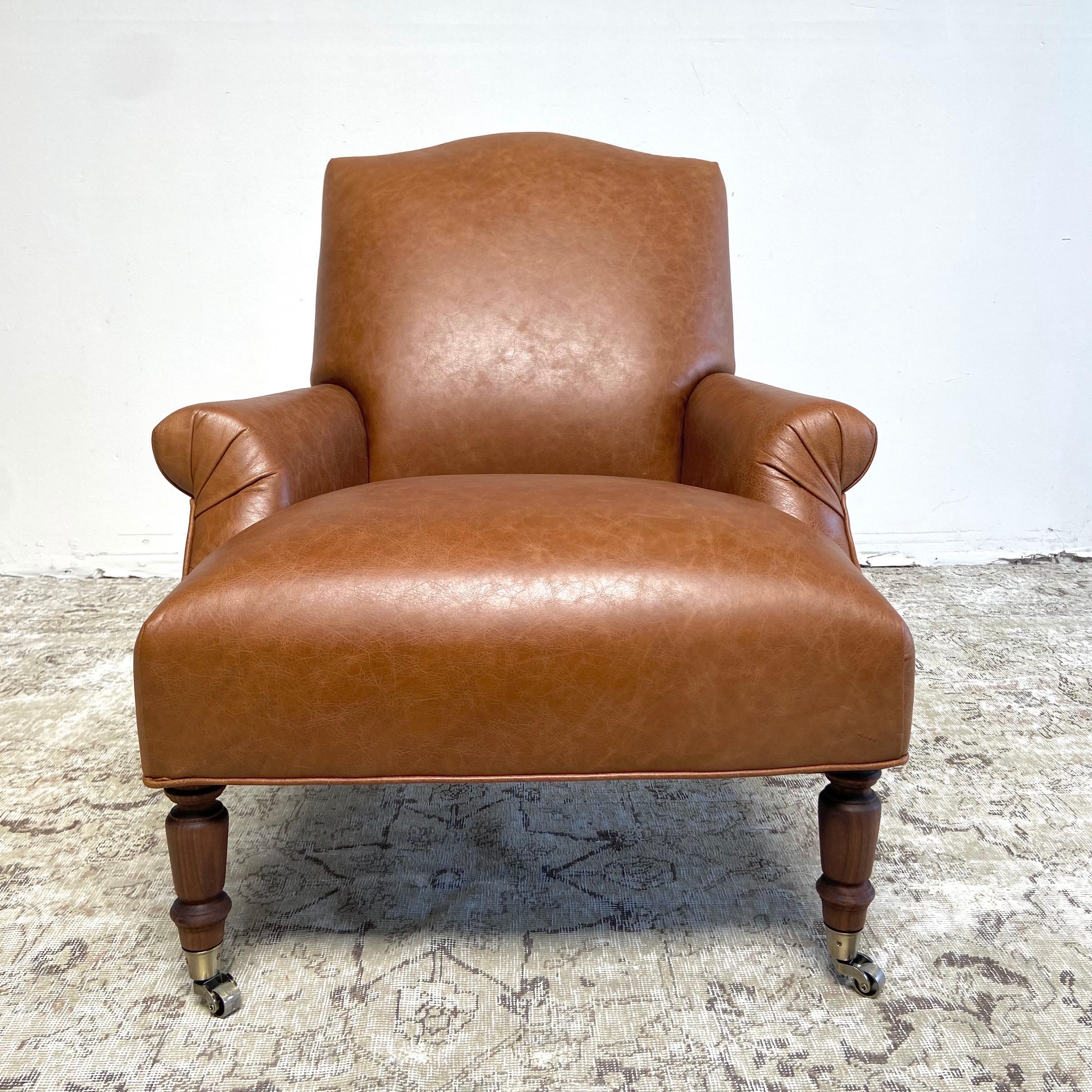 Vintage Inspired Napoleon Style Leather Chair For Sale 4