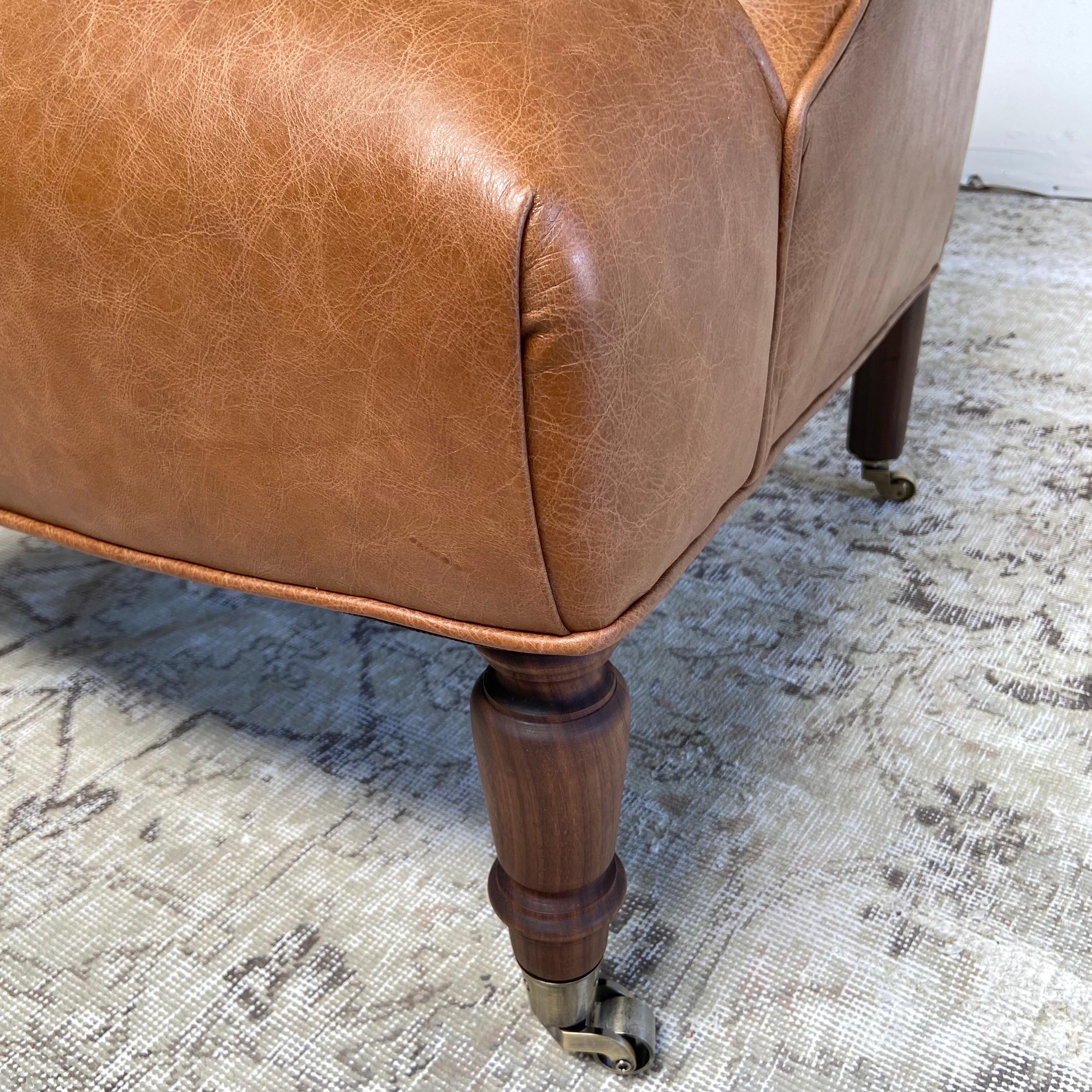 Vintage Inspired Napoleon Style Leather Chair For Sale 5