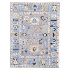 Vintage Inspired Oushak in Pantone Blue