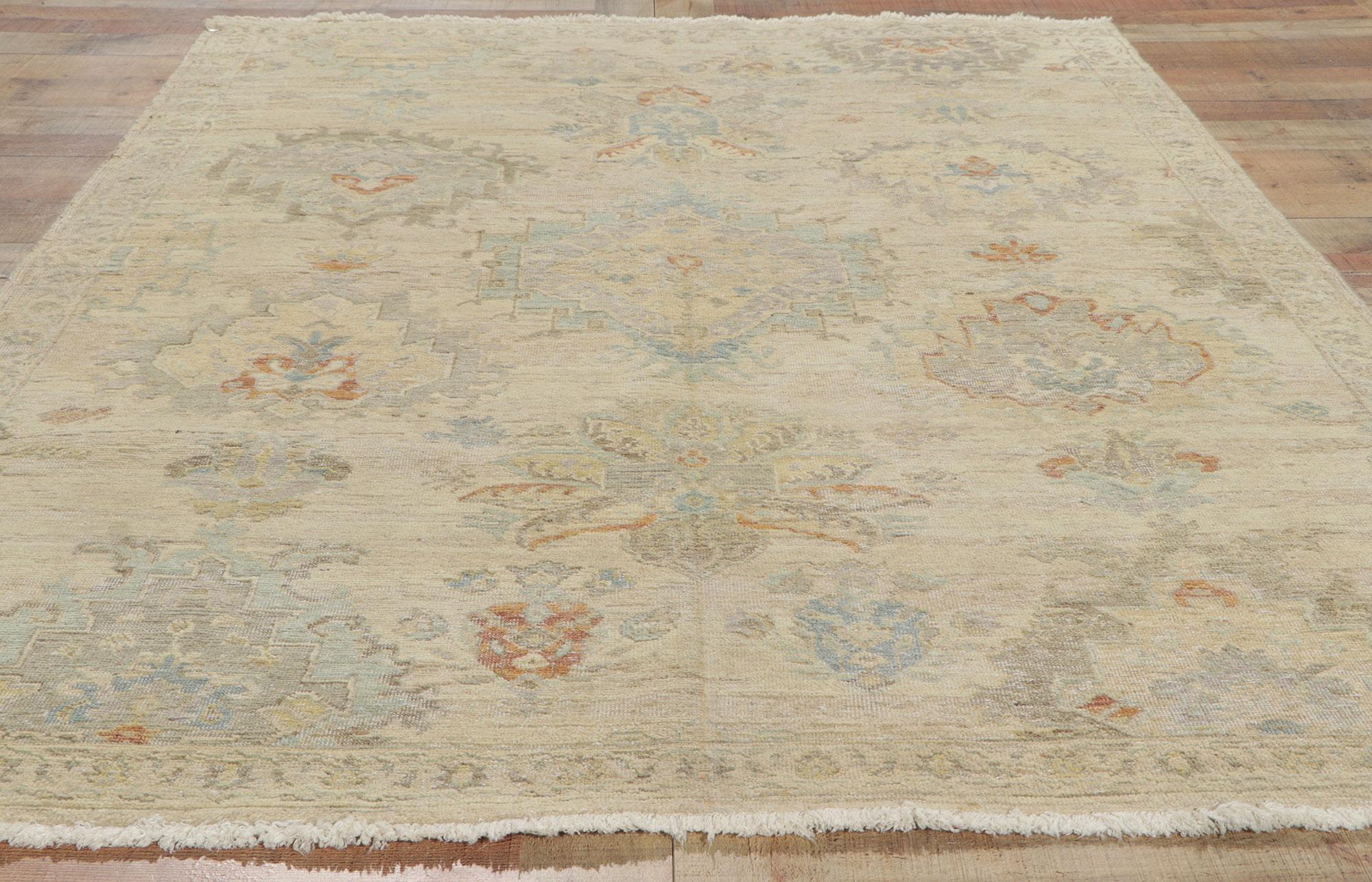 Vintage-Inspired Oushak Rug For Sale 1