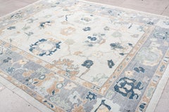 Vintage Inspired Oushak Rug in Soft Greys and Muted Earth Tones