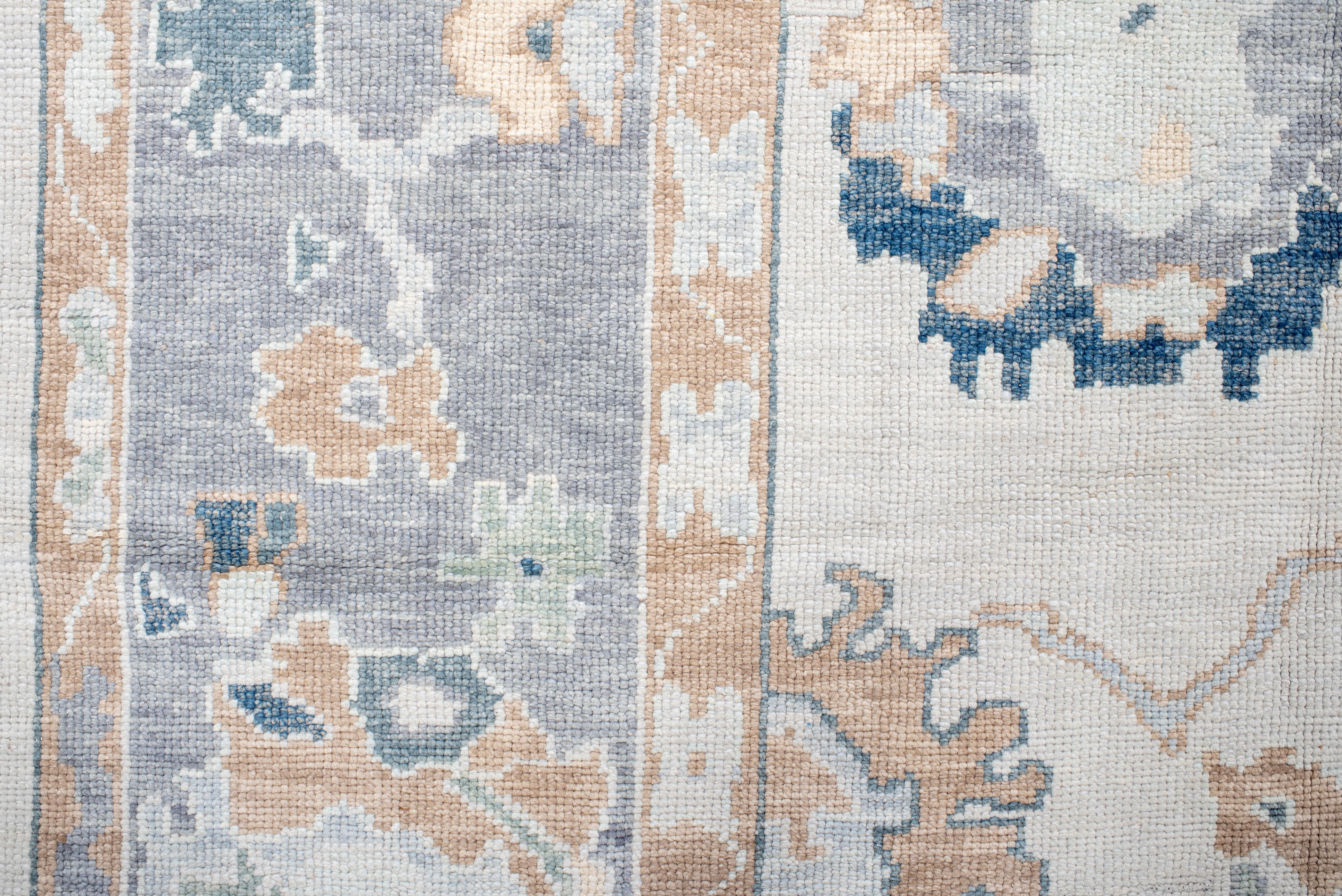 Wool Vintage Inspired Oushak Rug in Soft Greys and Muted Earth Tones For Sale