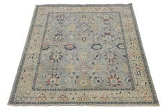 Vintage-Inspired Oushak Style Modern Wool Area Rug – Muted Slate & Terracotta