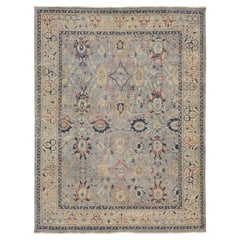 Vintage-Inspired Oushak Style Modern Wool Area Rug – Muted Slate & Terracotta