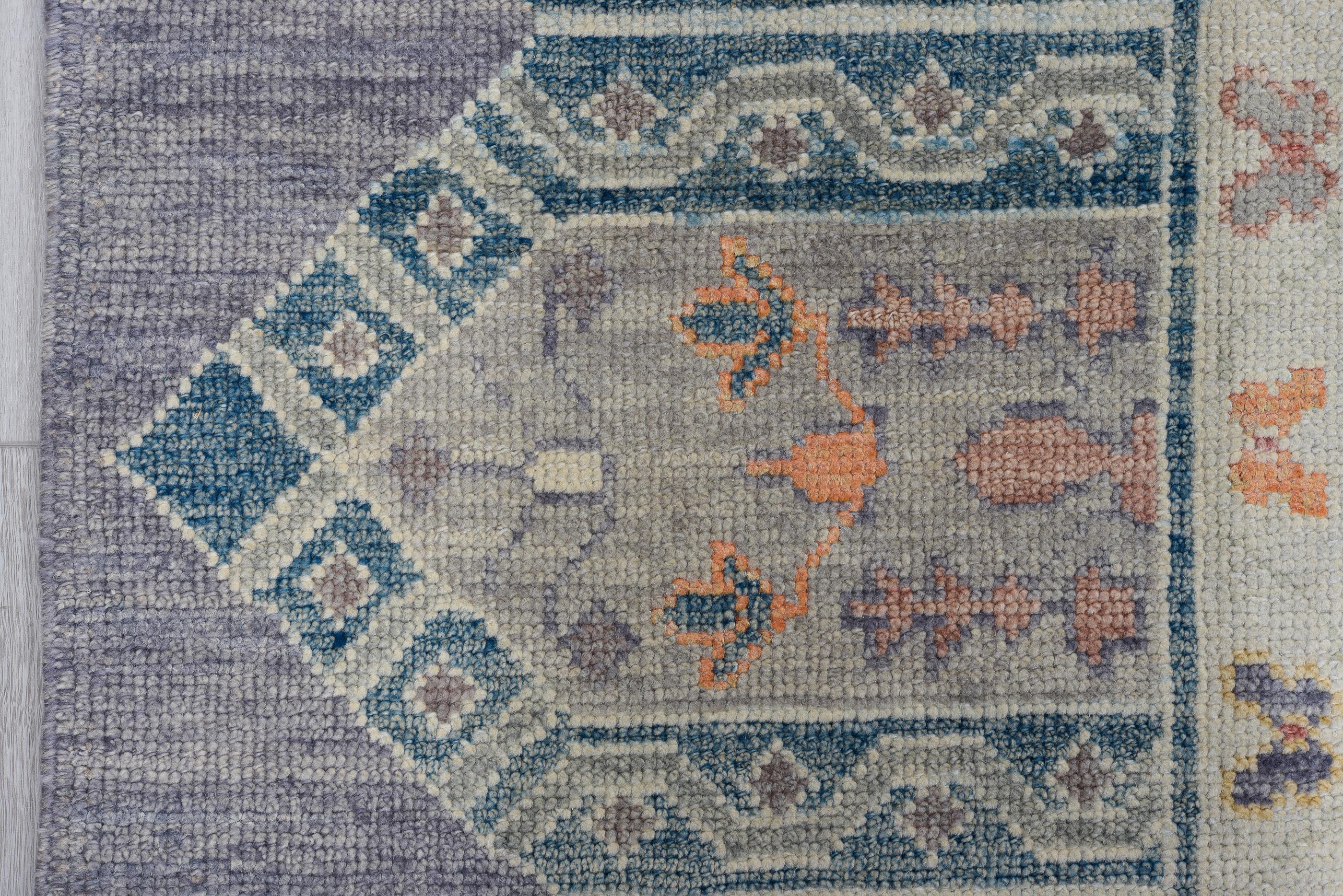 Wool Vintage Inspired Oushak with Diamond Pattern For Sale