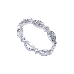 Vintage Inspired Pave Design White Gold Diamond Band