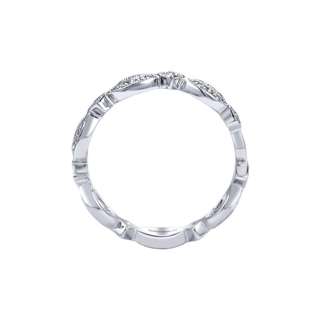 Round Cut Vintage Inspired Pave Design White Gold Diamond Band For Sale