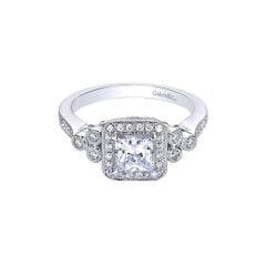 Vintage Inspired Princess Cut Diamond Engagement Ring