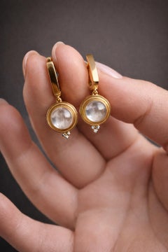 Vintage inspired rhinestone and Colorless Topaz Drop Earrings silver, gold