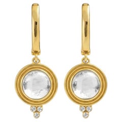 Vintage inspired rhinestone and Colorless Topaz Drop Earrings silver, gold