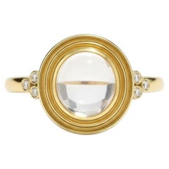 Anello d'ispirazione vintage con strass e topazio in argento e oro