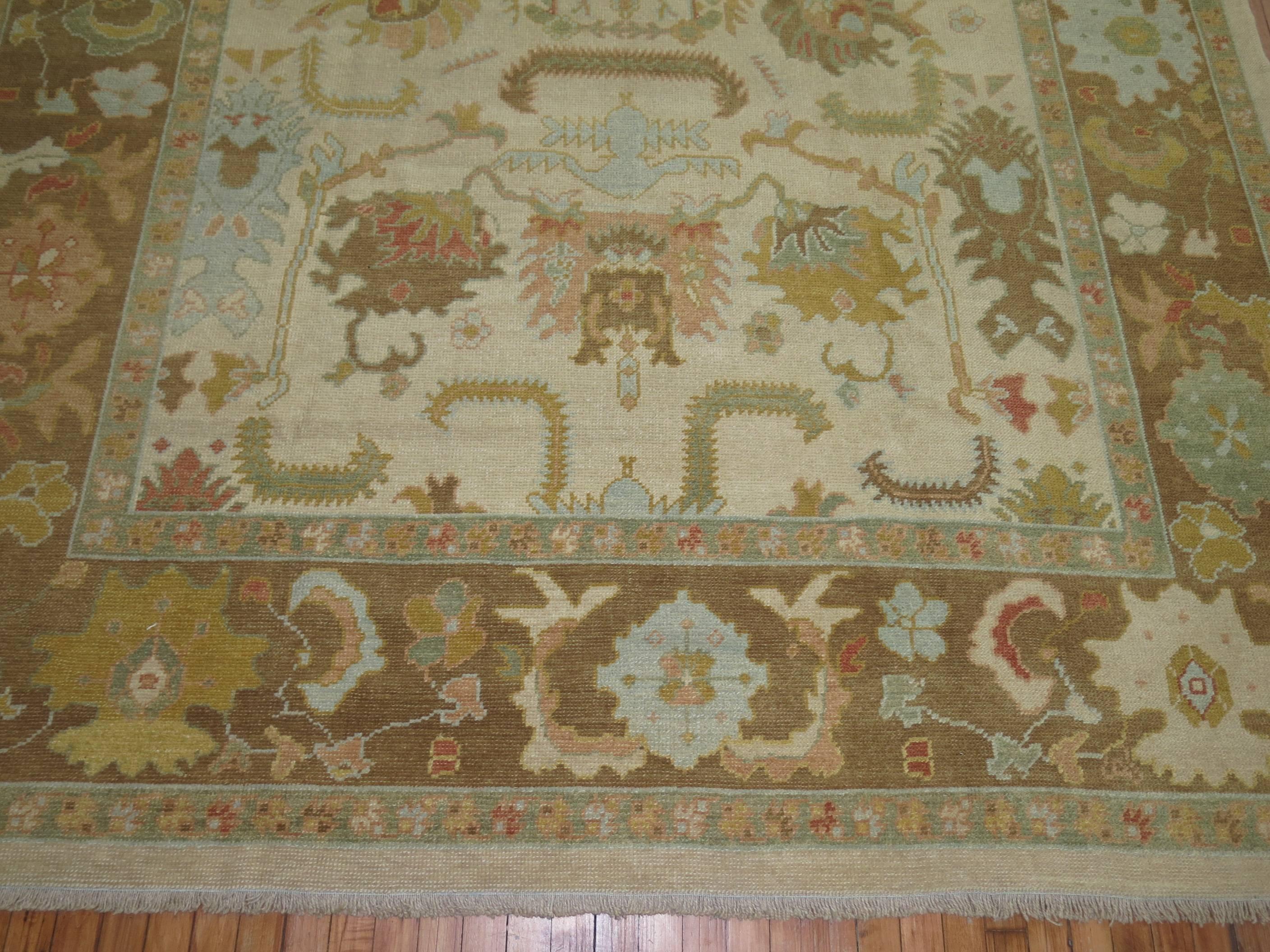 Vintage Inspired Room Size Turkish Oushak 1