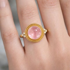 Vintage inspired rose Quartz and Topaz Ring in silver, gold