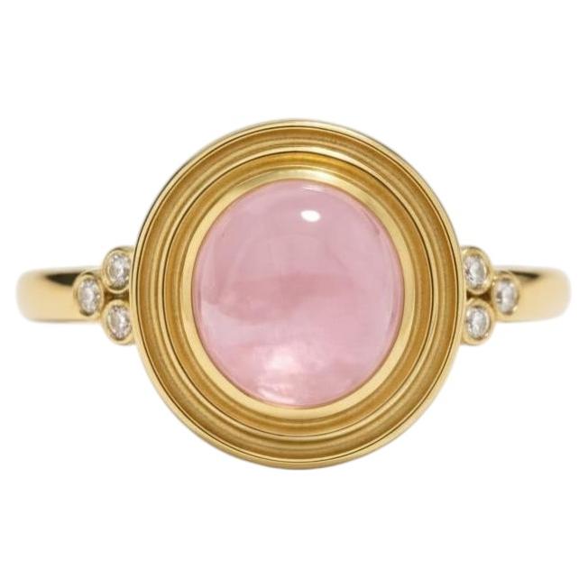 Vintage inspired rose Quartz and Topaz Ring in silver, gold
