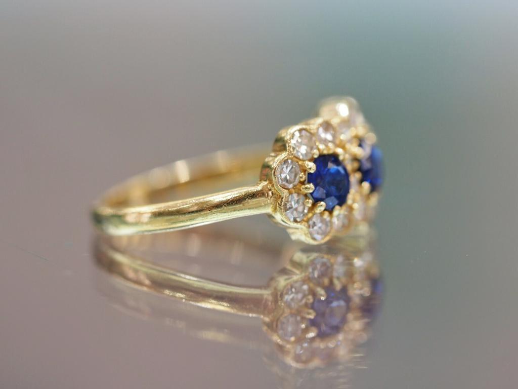 Art Deco Vintage Inspired Sapphire Diamond Fashion Ring