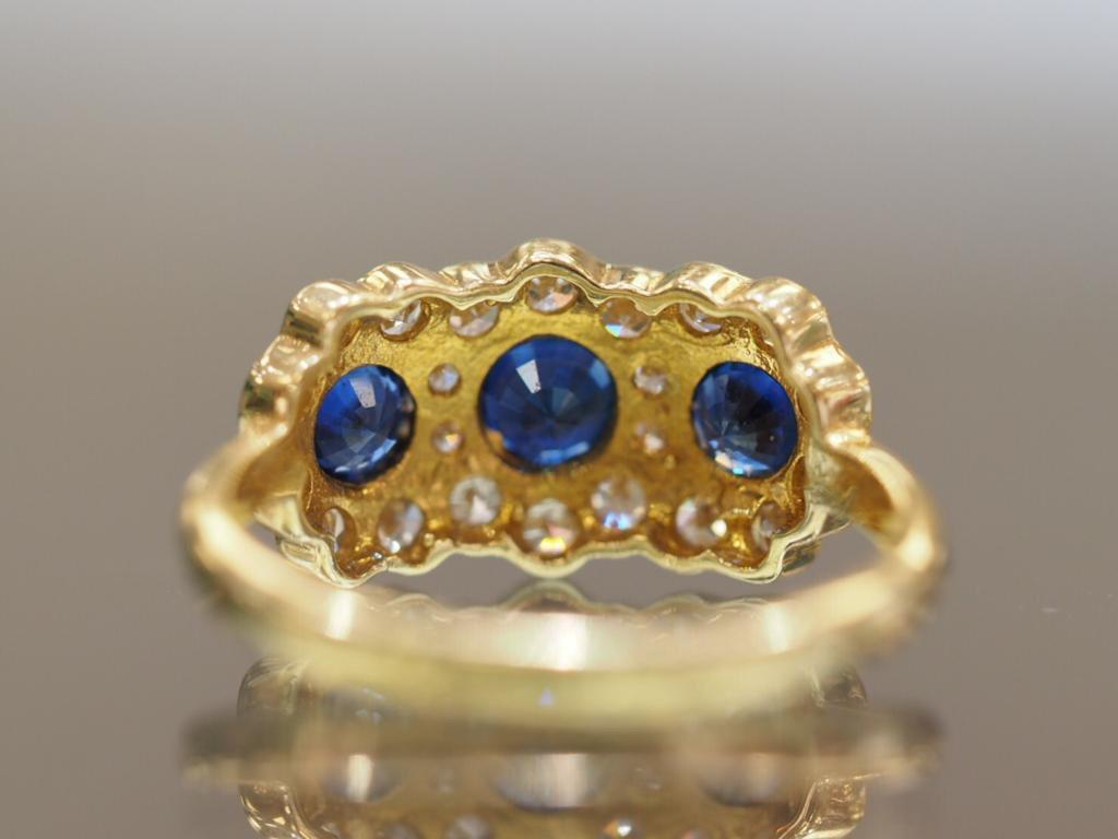Round Cut Vintage Inspired Sapphire Diamond Fashion Ring