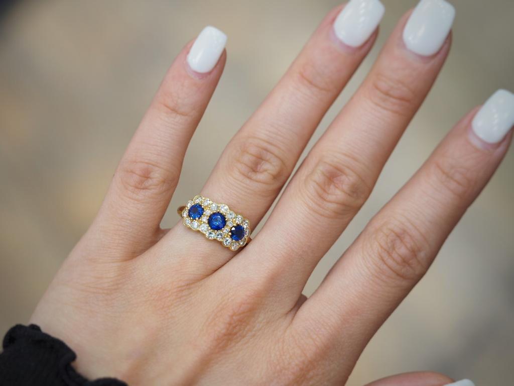 Women's or Men's Vintage Inspired Sapphire Diamond Fashion Ring