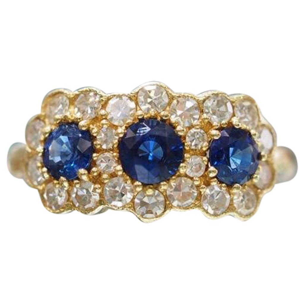 Vintage Inspired Sapphire Diamond Fashion Ring