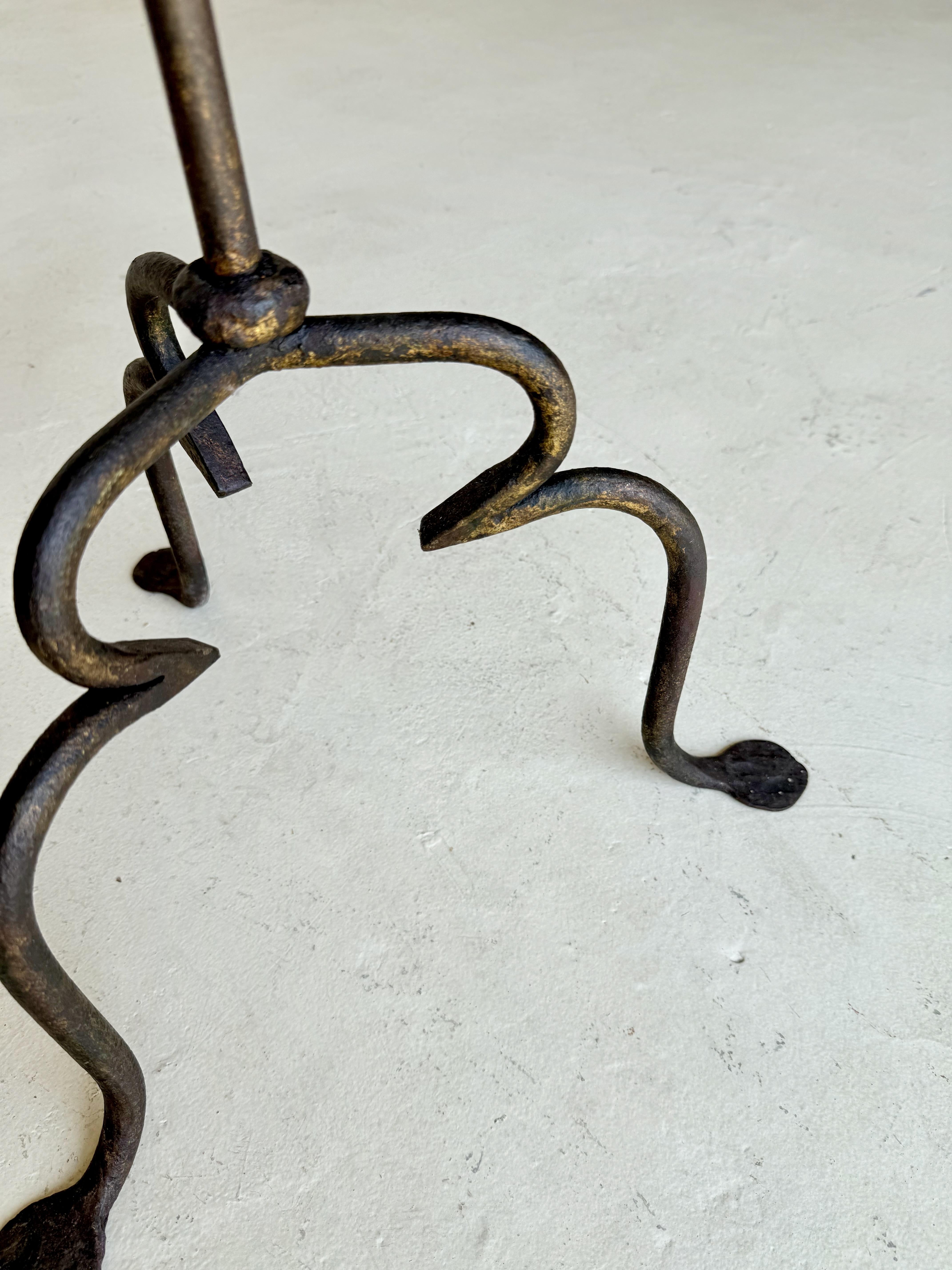 Vintage-Inspired Spanish Iron Drinks Table on a Tripod Base For Sale 5