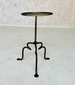 Vintage-Inspired Spanish Iron Drinks Table on a Tripod Base