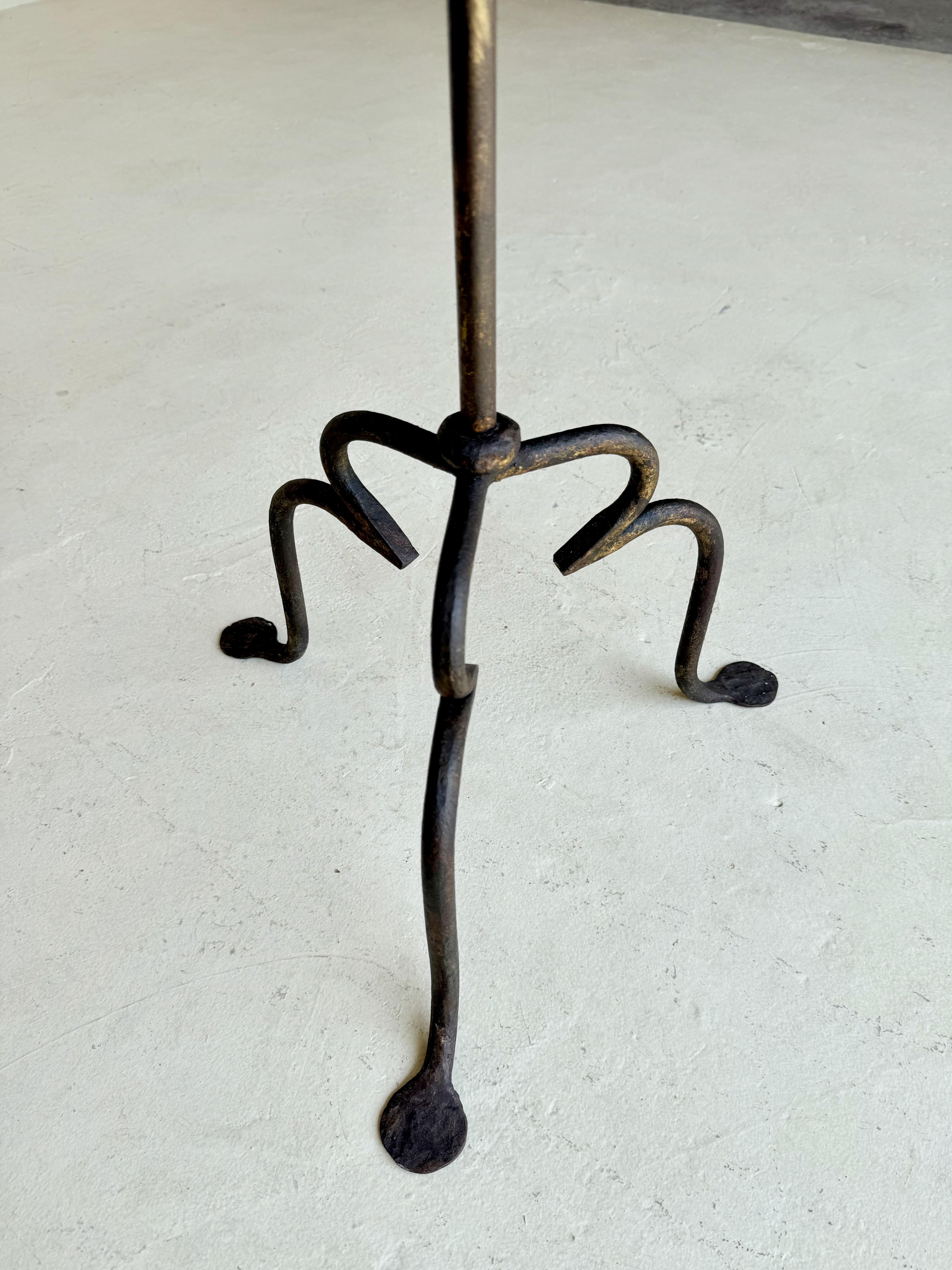 Vintage-Inspired Spanish Iron Drinks Table on a Tripod Base For Sale 3