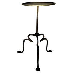 Vintage-Inspired Spanish Iron Drinks Table on a Tripod Base