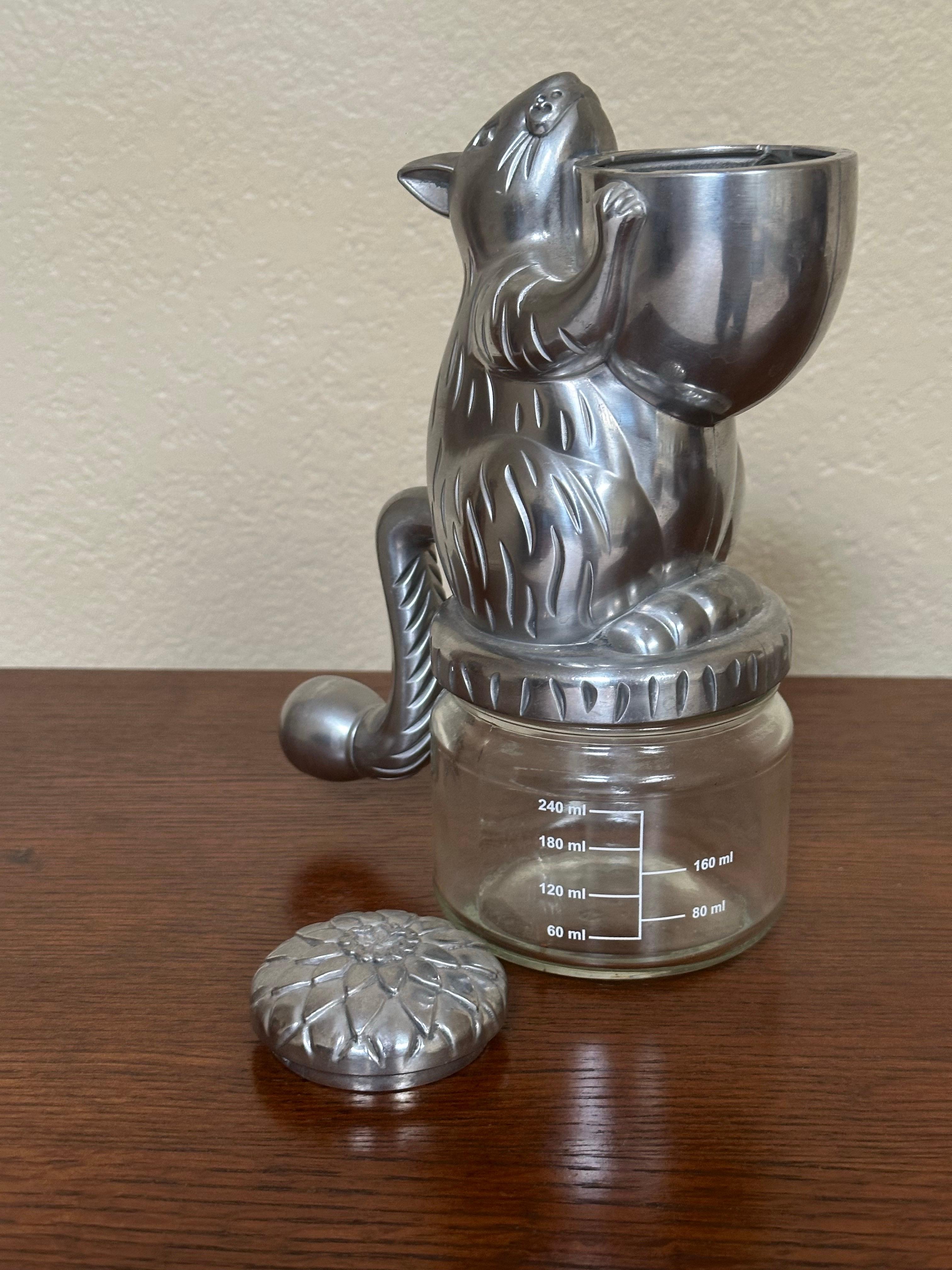 Vintage Inspired Squirrel Nut Grinder with Glass Measuring Cup & Hand Crank Tail For Sale 1