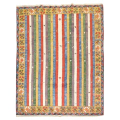 Tappeto quadrato turco Konya a righe di ispirazione vintage della Collection'S