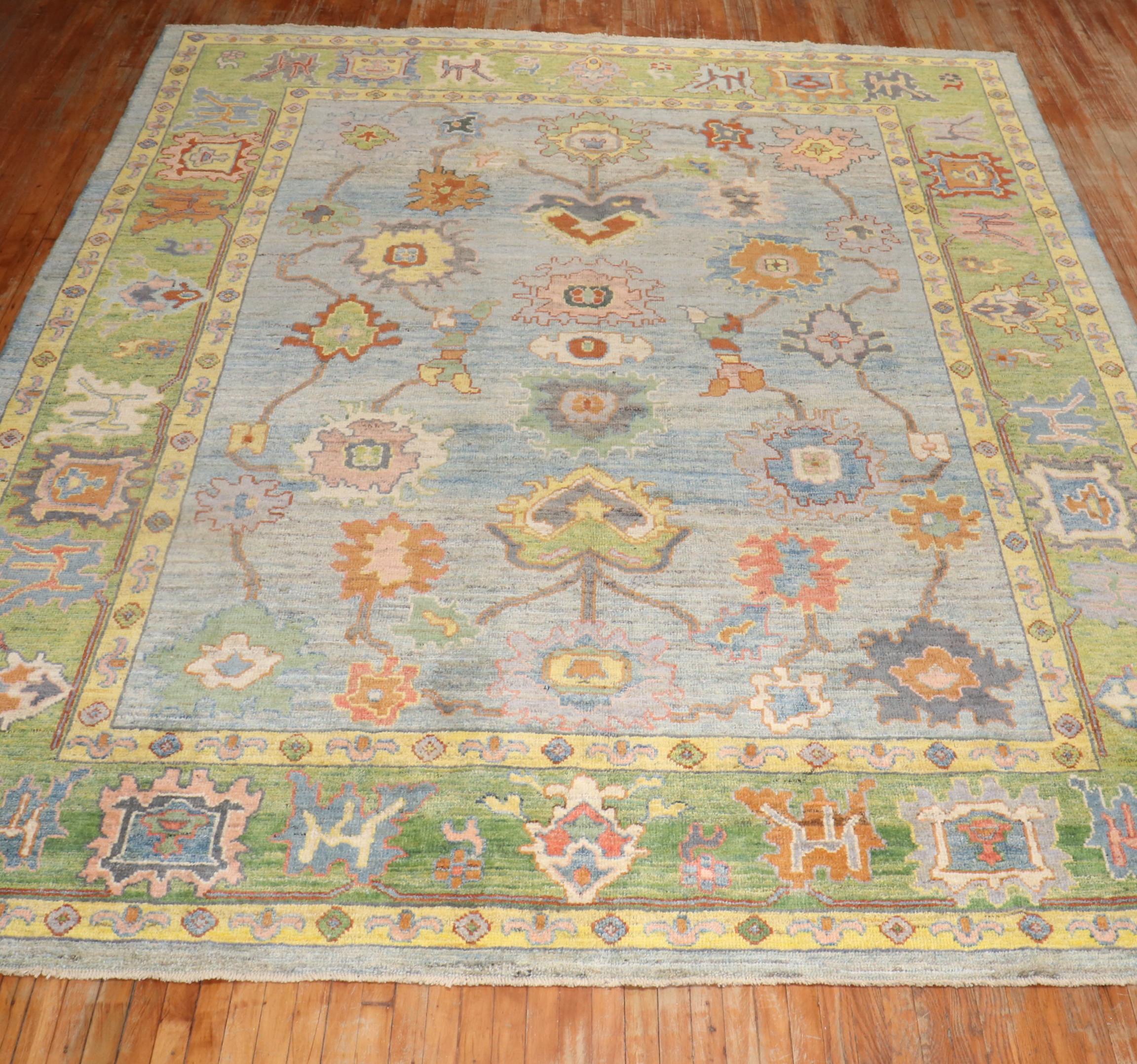 Vintage Inspired Turkish Oushak Carpet For Sale 6