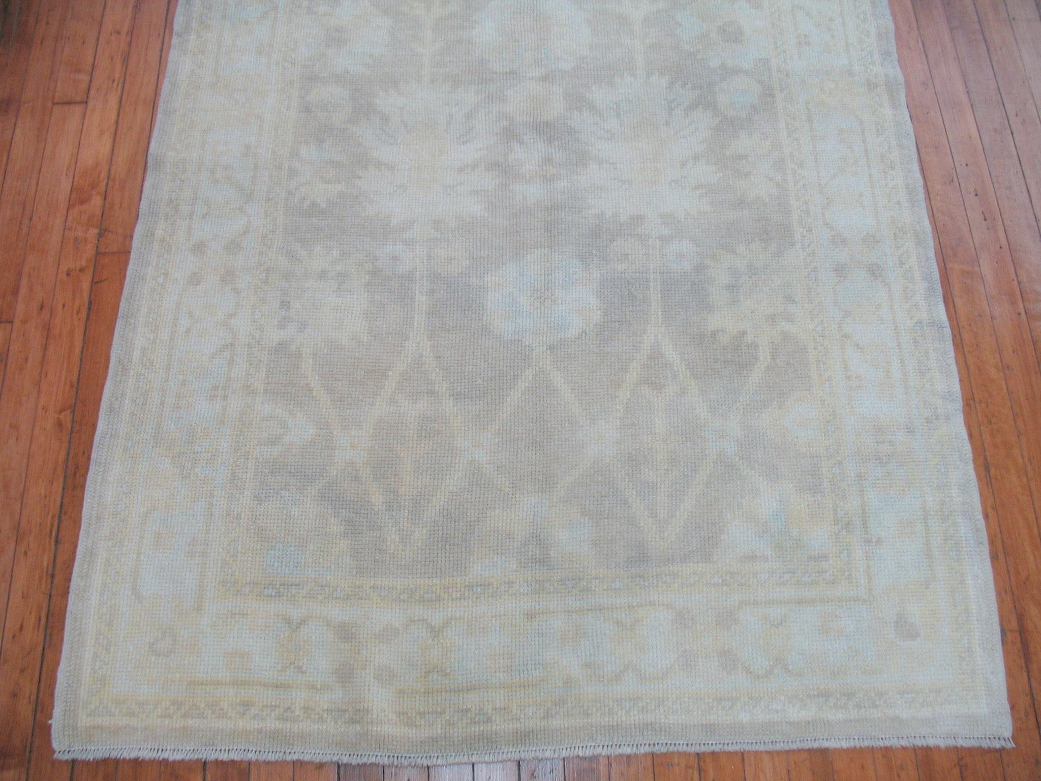 American Classical Vintage Inspired Turkish Oushak Carpet For Sale