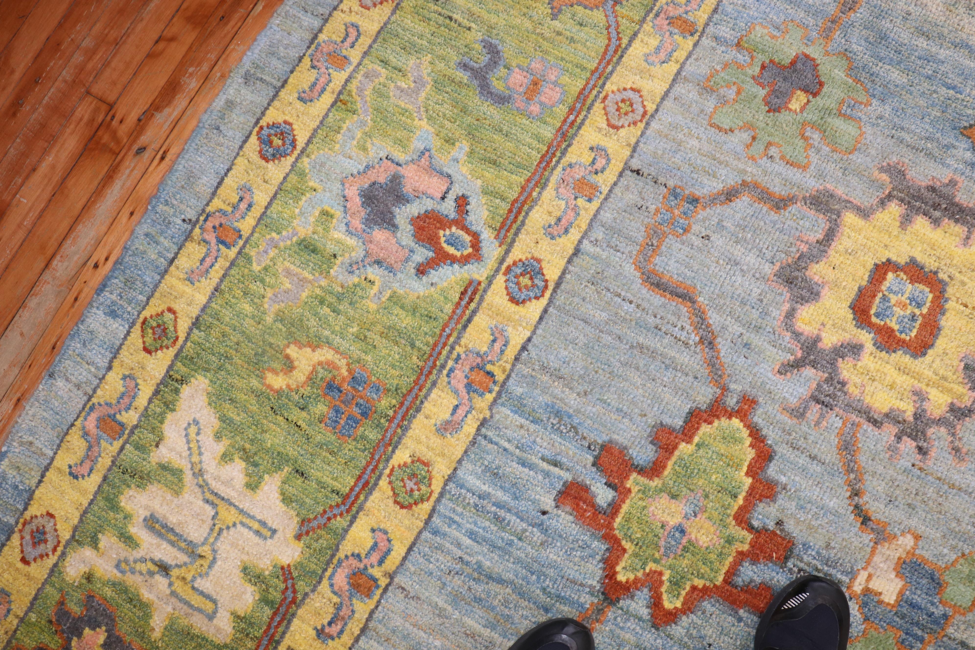 Vintage Inspired Turkish Oushak Carpet For Sale 3