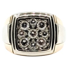 Vintage-Inspired Two-Tone Diamond Cluster Signet Ring in 14K Gold