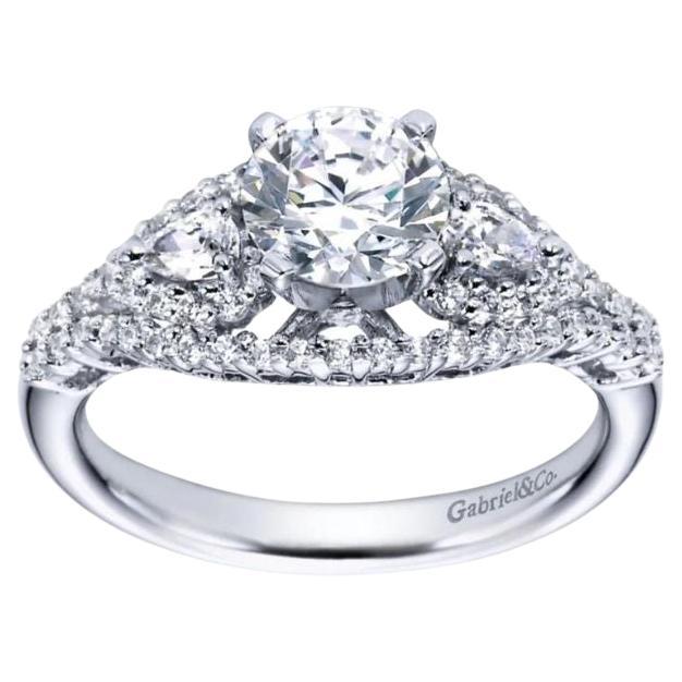 Vintage Inspired White Gold Diamond Engagement Mounting For Sale