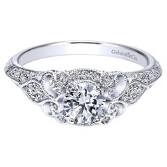 Vintage Inspired White Gold Diamond Engagement Ring