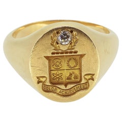 Vintage Intaglio Diamond Signet Ring