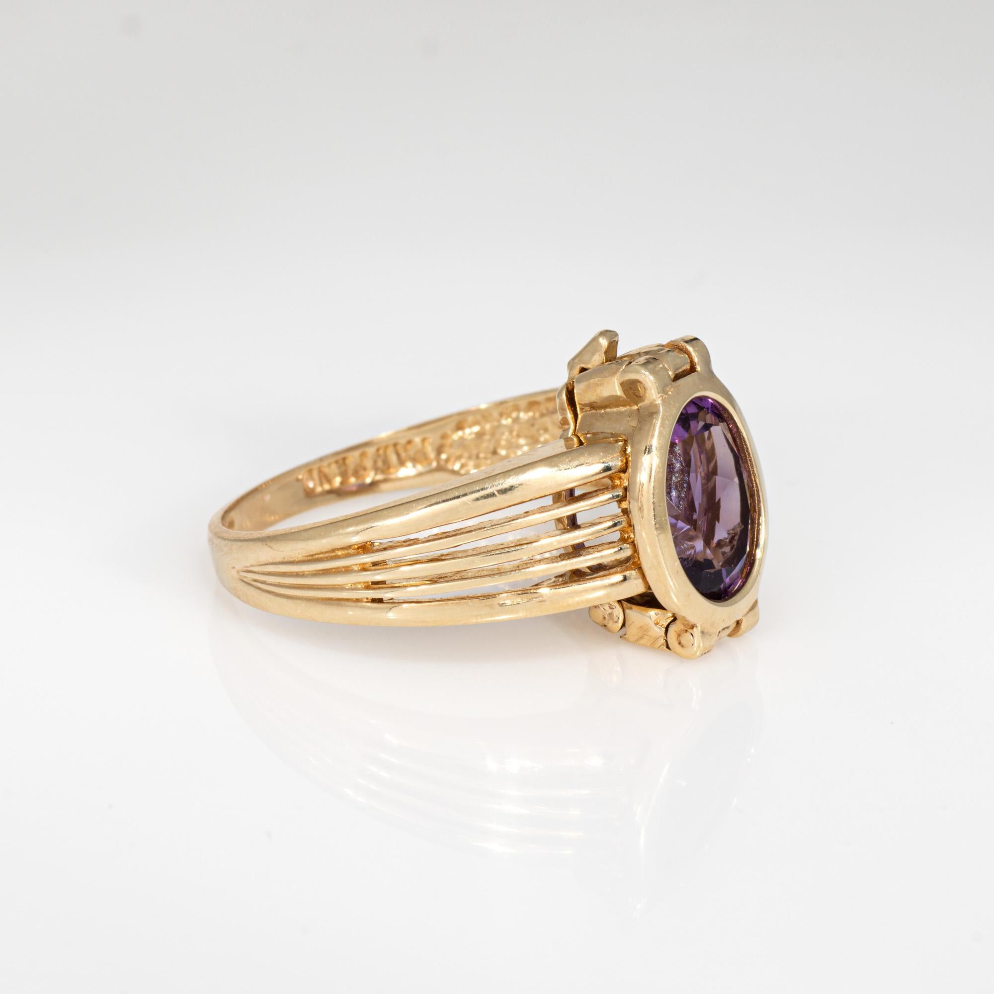 Vintage austauschbarer Vintage-Ring Amethyst Citrin Topas 10k Gelbgold Gr. 7 Schmuckstück im Zustand „Gut“ im Angebot in Torrance, CA