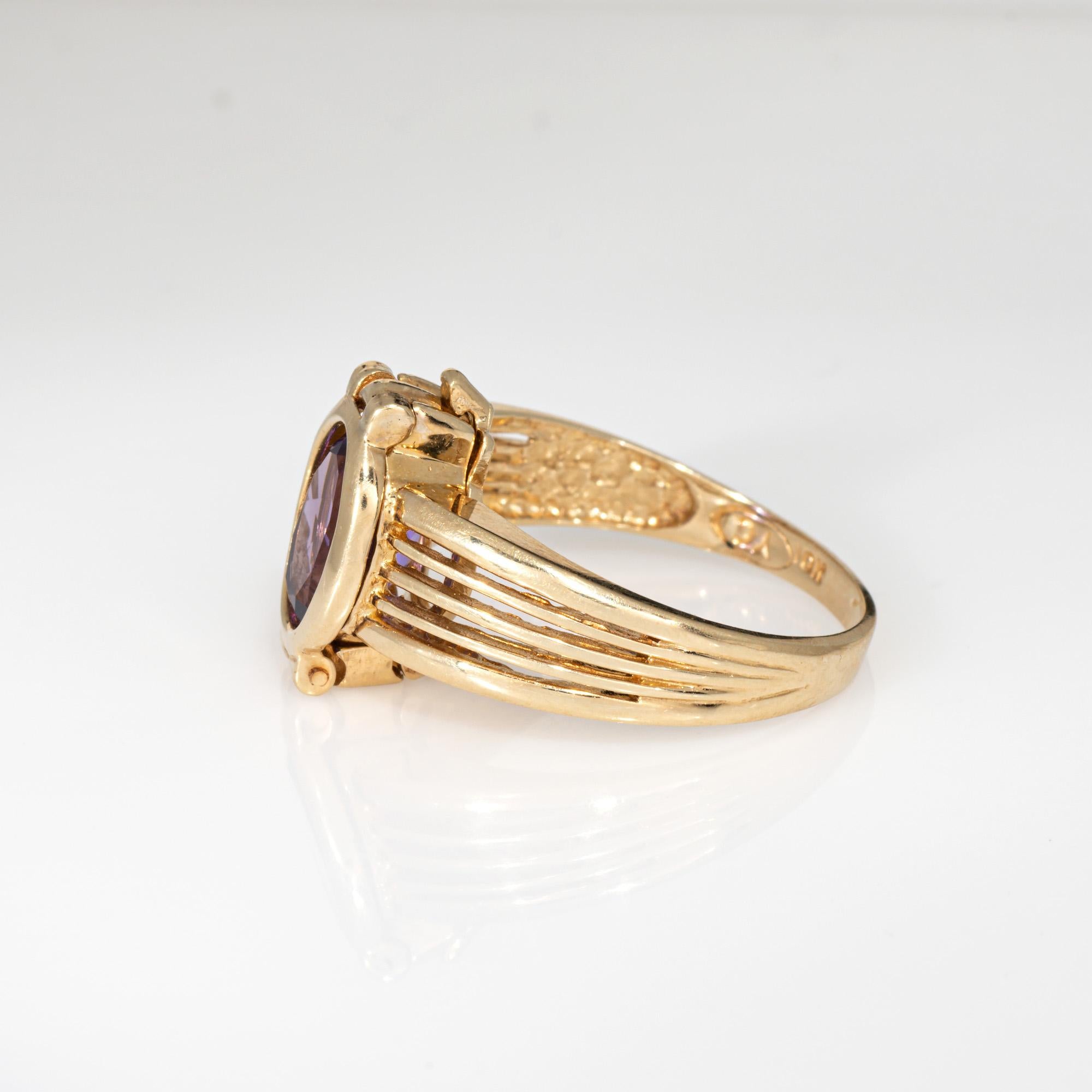Vintage austauschbarer Vintage-Ring Amethyst Citrin Topas 10k Gelbgold Gr. 7 Schmuckstück Damen im Angebot